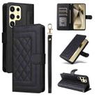 For Samsung Galaxy S24 Ultra 5G Diamond Lattice Leather Flip Phone Case(Black) - 1