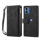 For Motorola Moto G04 / G24 ESEBLE Retro Frosted RFID Leather Phone Case(Black) - 1