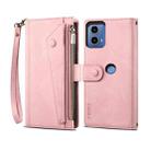 For Motorola Moto G04 / G24 ESEBLE Retro Frosted RFID Leather Phone Case(Rose Gold) - 1