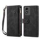 For Motorola Moto E14 ESEBLE Retro Frosted RFID Leather Phone Case(Black) - 1