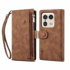 For Motorola Edge 50 Ultra ESEBLE Retro Frosted RFID Leather Phone Case(Brown) - 1
