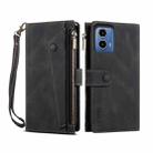 For Motorola Moto G85 ESEBLE Retro Frosted RFID Leather Phone Case(Black) - 1