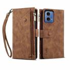 For Motorola Moto G85 ESEBLE Retro Frosted RFID Leather Phone Case(Brown) - 1