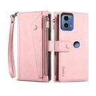 For Motorola Moto G85 ESEBLE Retro Frosted RFID Leather Phone Case(Rose Gold) - 1