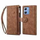 For Motorola Moto G54 5G Global ESEBLE Retro Frosted RFID Leather Phone Case(Brown) - 1