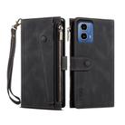 For Motorola Moto G34 5G / G45 5G ESEBLE Retro Frosted RFID Leather Phone Case(Black) - 1