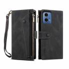 For Motorola Moto G35 ESEBLE Retro Frosted RFID Leather Phone Case(Black) - 1