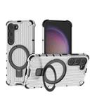 For Samsung Galaxy S23 5G Grating Holder Shockproof Phone Case(Transparent) - 1