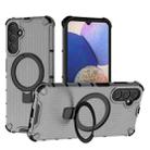 For Samsung Galaxy A14 4G Grating Holder Shockproof Phone Case(Transparent Black) - 1