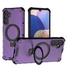 For Samsung Galaxy A14 4G Grating Holder Shockproof Phone Case(Purple) - 1