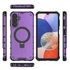 For Samsung Galaxy A14 4G Grating Holder Shockproof Phone Case(Purple) - 3