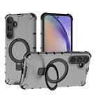 For Samsung Galaxy A35 5G Grating Holder Shockproof Phone Case(Transparent Black) - 1