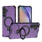 For Samsung Galaxy A35 5G Grating Holder Shockproof Phone Case(Purple) - 1