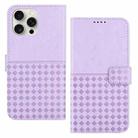 For iPhone 15 Pro Max Woven Embossed RFID Blocking Leather Phone Case(Purple) - 1