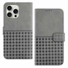 For iPhone 14 Pro Woven Embossed RFID Blocking Leather Phone Case(Grey) - 1