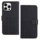 For iPhone 14 Pro Woven Embossed RFID Blocking Leather Phone Case(Black) - 1