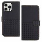 For iPhone 13 Pro Woven Embossed RFID Blocking Leather Phone Case(Black) - 1