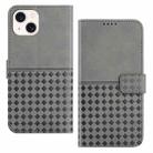 For iPhone 13 mini Woven Embossed RFID Blocking Leather Phone Case(Grey) - 1