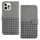 For iPhone 12 / 12 Pro Woven Embossed RFID Blocking Leather Phone Case(Grey) - 1