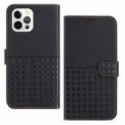 For iPhone 12 / 12 Pro Woven Embossed RFID Blocking Leather Phone Case(Black) - 1