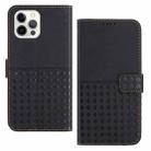 For iPhone 12 Pro Max Woven Embossed RFID Blocking Leather Phone Case(Black) - 1