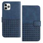 For iPhone 11 Pro Max Woven Embossed RFID Blocking Leather Phone Case(Blue) - 1
