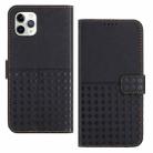 For iPhone 11 Pro Max Woven Embossed RFID Blocking Leather Phone Case(Black) - 1