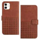 For iPhone 11 Woven Embossed RFID Blocking Leather Phone Case(Brown) - 1