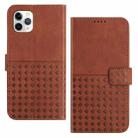 For iPhone 11 Pro Woven Embossed RFID Blocking Leather Phone Case(Brown) - 1