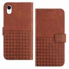 For iPhone XR Woven Embossed RFID Blocking Leather Phone Case(Brown) - 1