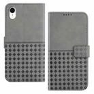For iPhone XR Woven Embossed RFID Blocking Leather Phone Case(Grey) - 1