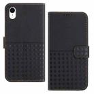For iPhone XR Woven Embossed RFID Blocking Leather Phone Case(Black) - 1