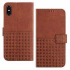 For iPhone XS Max Woven Embossed RFID Blocking Leather Phone Case(Brown) - 1