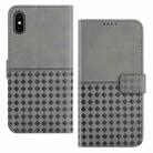 For iPhone XS Max Woven Embossed RFID Blocking Leather Phone Case(Grey) - 1