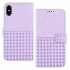 For iPhone XS Max Woven Embossed RFID Blocking Leather Phone Case(Purple) - 1