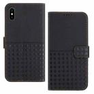 For iPhone XS Max Woven Embossed RFID Blocking Leather Phone Case(Black) - 1