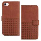 For iPhone SE 2022 / 7 / 8 Woven Embossed RFID Blocking Leather Phone Case(Brown) - 1