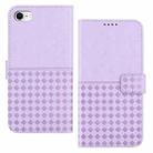 For iPhone SE 2022 / 7 / 8 Woven Embossed RFID Blocking Leather Phone Case(Purple) - 1