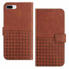For iPhone 7 Plus / 8 Plus Woven Embossed RFID Blocking Leather Phone Case(Brown) - 1