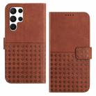 For Samsung Galaxy S23 Ultra 5G Woven Embossed RFID Blocking Leather Phone Case(Brown) - 1