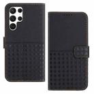 For Samsung Galaxy S23 Ultra 5G Woven Embossed RFID Blocking Leather Phone Case(Black) - 1