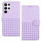 For Samsung Galaxy S22 Ultra 5G Woven Embossed RFID Blocking Leather Phone Case(Purple) - 1