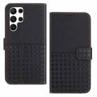 For Samsung Galaxy S22 Ultra 5G Woven Embossed RFID Blocking Leather Phone Case(Black) - 1