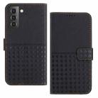 For Samsung Galaxy S21 FE 5G Woven Embossed RFID Blocking Leather Phone Case(Black) - 1