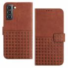 For Samsung Galaxy S21 5G Woven Embossed RFID Blocking Leather Phone Case(Brown) - 1