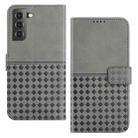 For Samsung Galaxy S21 5G Woven Embossed RFID Blocking Leather Phone Case(Grey) - 1