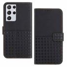 For Samsung Galaxy S21 Ultra 5G Woven Embossed RFID Blocking Leather Phone Case(Black) - 1