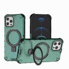 For iPhone 12 Grating Holder Shockproof Phone Case(Green) - 1