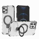 For iPhone 12 Pro Max Grating Holder Shockproof Phone Case(Transparent) - 1