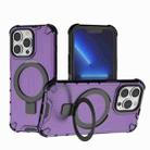 For iPhone 13 Pro Grating Holder Shockproof Phone Case(Purple) - 1